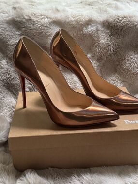 Christian Louboutin Metallic Copper Pointed Toe Stiletto Pumps